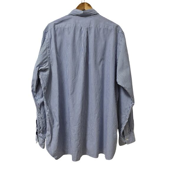 Ralph Lauren Mens Stripe Classic Fit Oxford Shirt Mens Size 18 Blue Preppy Golf - Picture 2 of 8